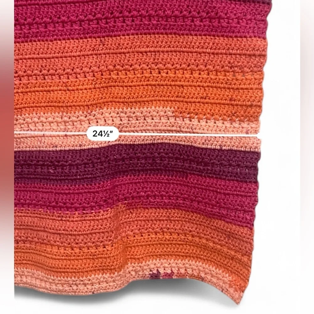 Handmade Sunset Crochet baby blanket. 31”x24.5” chunky yarn